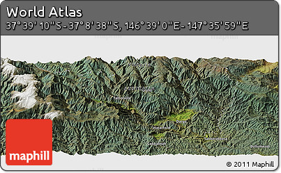 Satellite Panoramic Map of the Area around 37° 23' 54" S, 147° 7' 30" E