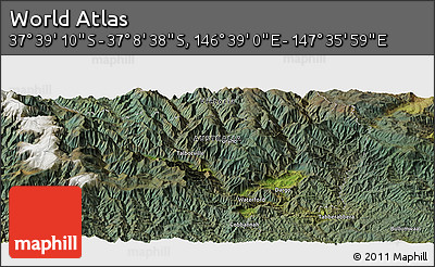 Satellite Panoramic Map of the Area around 37° 23' 54" S, 147° 7' 30" E