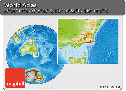 Physical Location Map of the Area around 37° 23' 54" S, 148° 49' 29" E