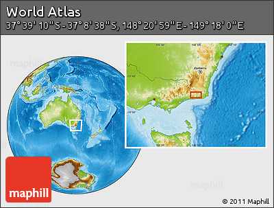 Physical Location Map of the Area around 37° 23' 54" S, 148° 49' 29" E
