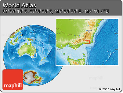 Physical Location Map of the Area around 37° 23' 54" S, 148° 49' 29" E