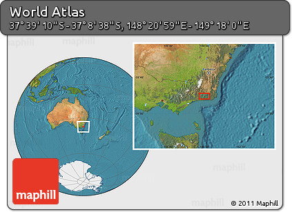 Satellite Location Map of the Area around 37° 23' 54" S, 148° 49' 29" E