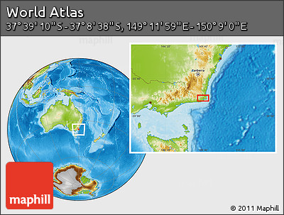 Physical Location Map of the Area around 37° 23' 54" S, 149° 40' 30" E