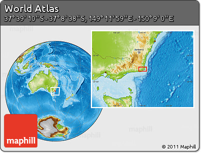 Physical Location Map of the Area around 37° 23' 54" S, 149° 40' 30" E