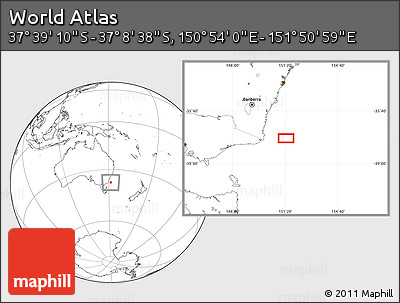 Blank Location Map of the Area around 37° 23' 54" S, 151° 22' 30" E