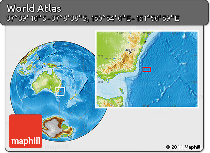 Physical Location Map of the Area around 37° 23' 54" S, 151° 22' 30" E