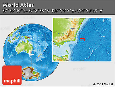 Physical Location Map of the Area around 37° 23' 54" S, 151° 22' 30" E