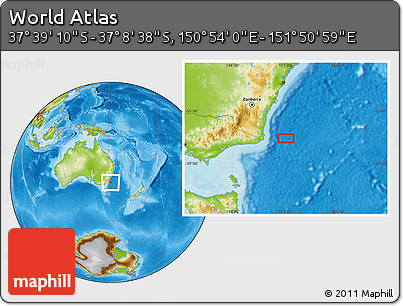 Physical Location Map of the Area around 37° 23' 54" S, 151° 22' 30" E