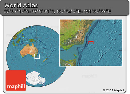 Satellite Location Map of the Area around 37° 23' 54" S, 151° 22' 30" E
