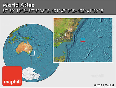 Satellite Location Map of the Area around 37° 23' 54" S, 152° 13' 29" E
