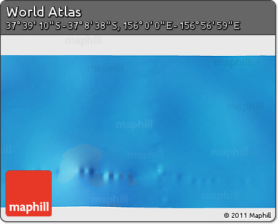 Physical 3D Map of the Area around 37° 23' 54" S, 156° 28' 29" E
