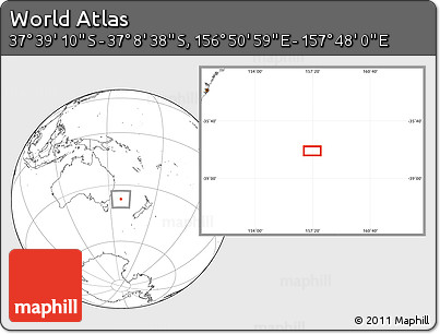 Blank Location Map of the Area around 37° 23' 54" S, 157° 19' 29" E