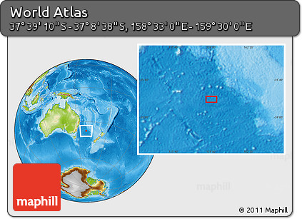 Physical Location Map of the Area around 37° 23' 54" S, 159° 1' 30" E
