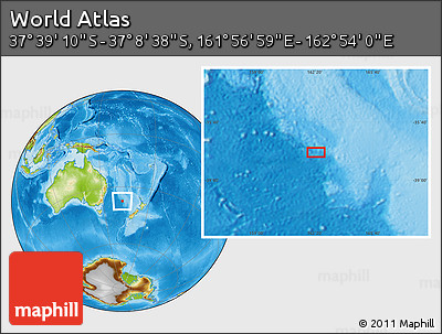 Physical Location Map of the Area around 37° 23' 54" S, 162° 25' 30" E