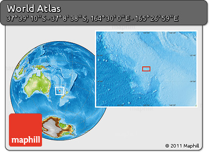 Physical Location Map of the Area around 37° 23' 54" S, 164° 58' 29" E