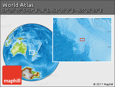 Physical Location Map of the Area around 37° 23' 54" S, 164° 58' 29" E
