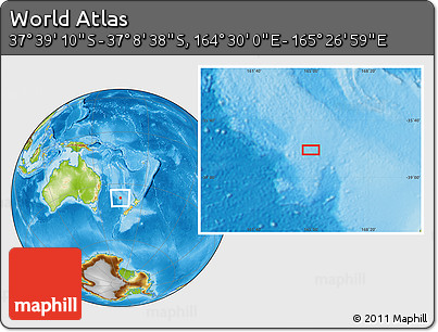 Physical Location Map of the Area around 37° 23' 54" S, 164° 58' 29" E