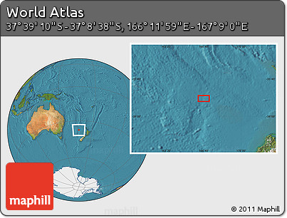 Satellite Location Map of the Area around 37° 23' 54" S, 166° 40' 30" E