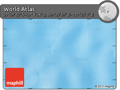 Shaded Relief Map of the Area around 37° 23' 54" S, 170° 4' 29" E