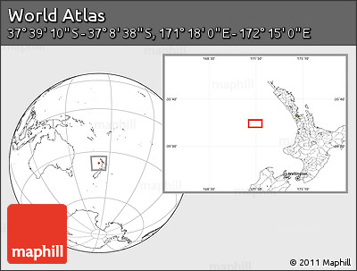 Blank Location Map of the Area around 37° 23' 54" S, 171° 46' 30" E
