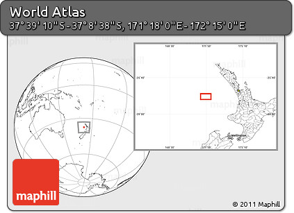 Blank Location Map of the Area around 37° 23' 54" S, 171° 46' 30" E