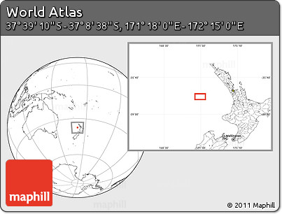Blank Location Map of the Area around 37° 23' 54" S, 171° 46' 30" E