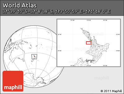 Blank Location Map of the Area around 37° 23' 54" S, 174° 19' 29" E
