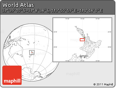 Blank Location Map of the Area around 37° 23' 54" S, 174° 19' 29" E