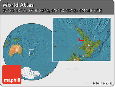 Satellite Location Map of the Area around 37° 23' 54" S, 174° 19' 29" E