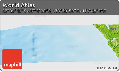 Physical Panoramic Map of the Area around 37° 23' 54" S, 174° 19' 29" E
