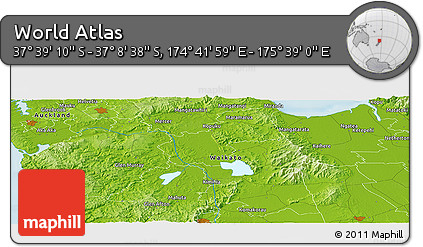 Physical Panoramic Map of the Area around 37° 23' 54" S, 175° 10' 30" E