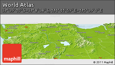 Physical Panoramic Map of the Area around 37° 23' 54" S, 175° 10' 30" E