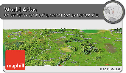 Satellite Panoramic Map of the Area around 37° 23' 54" S, 175° 10' 30" E