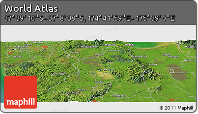 Satellite Panoramic Map of the Area around 37° 23' 54" S, 175° 10' 30" E