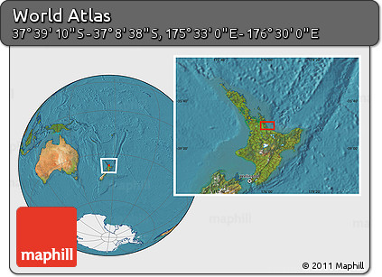 Satellite Location Map of the Area around 37° 23' 54" S, 176° 1' 30" E