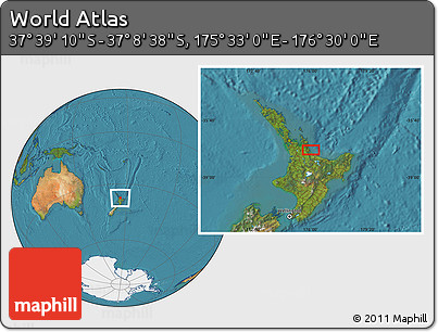 Satellite Location Map of the Area around 37° 23' 54" S, 176° 1' 30" E