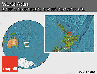 Satellite Location Map of the Area around 37° 23' 54" S, 176° 1' 30" E
