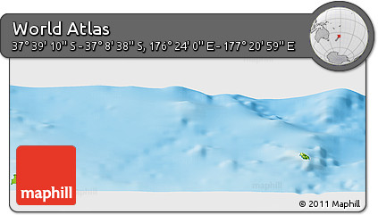 Physical Panoramic Map of the Area around 37° 23' 54" S, 176° 52' 30" E