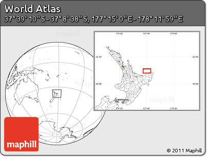 Blank Location Map of the Area around 37° 23' 54" S, 177° 43' 29" E