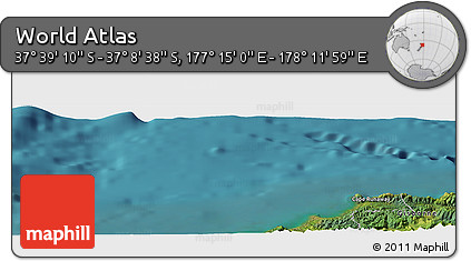 Satellite Panoramic Map of the Area around 37° 23' 54" S, 177° 43' 29" E