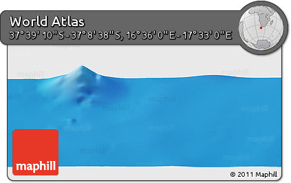 Physical Panoramic Map of the Area around 37° 23' 54" S, 17° 4' 30" E
