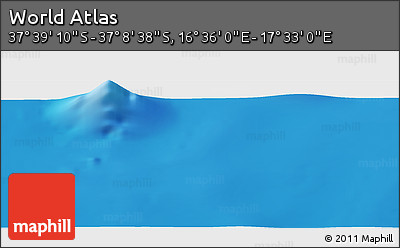 Physical Panoramic Map of the Area around 37° 23' 54" S, 17° 4' 30" E