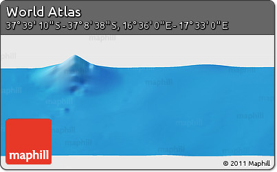 Physical Panoramic Map of the Area around 37° 23' 54" S, 17° 4' 30" E
