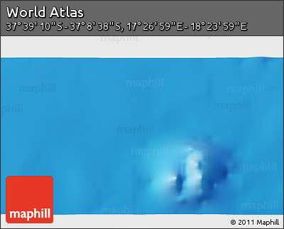Physical 3D Map of the Area around 37° 23' 54" S, 17° 55' 29" E