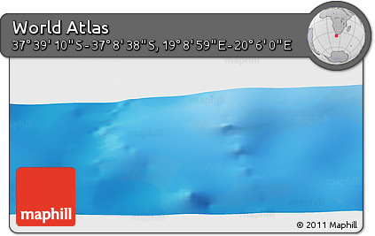 Physical Panoramic Map of the Area around 37° 23' 54" S, 19° 37' 30" E