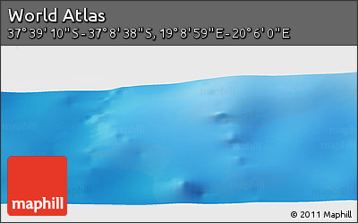 Physical Panoramic Map of the Area around 37° 23' 54" S, 19° 37' 30" E
