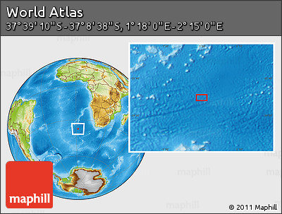 Physical Location Map of the Area around 37° 23' 54" S, 1° 46' 29" E