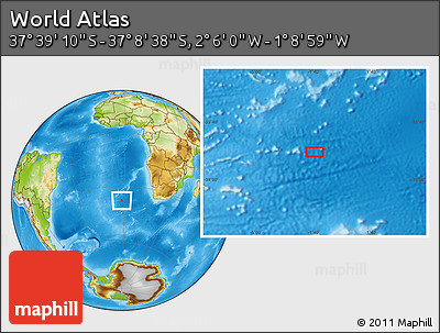 Physical Location Map of the Area around 37° 23' 54" S, 1° 37' 30" W