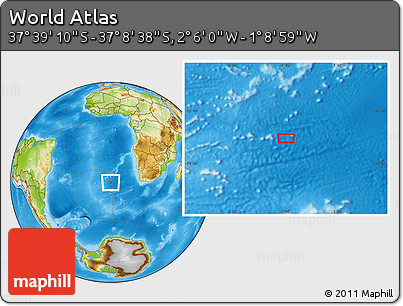 Physical Location Map of the Area around 37° 23' 54" S, 1° 37' 30" W