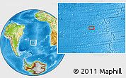 Physical Location Map of the area around 37° 23' 54" S, 20° 19' 30" W